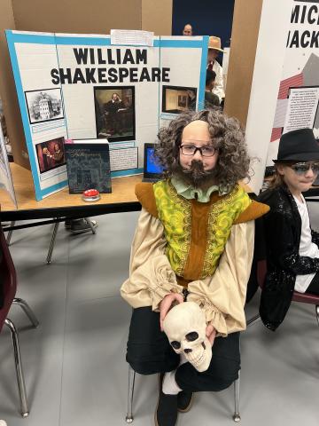 Student dressed as William Shakespeare