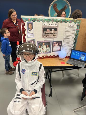 Student dressed as Neil Armstrong