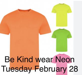 Four Neon t-shirts “Be Kind west neon on Tuesday, February 28”