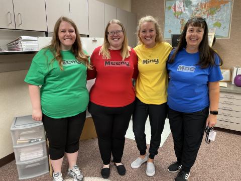 SPED Team dressed as Eeny, Meaney, Miney and Moe