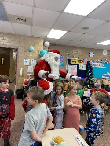 Miss Stewarts students with Santa Claus