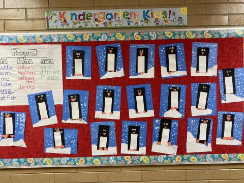 Kindergarten Bulletin Board Pictures of Penguins and Can, Have, and are