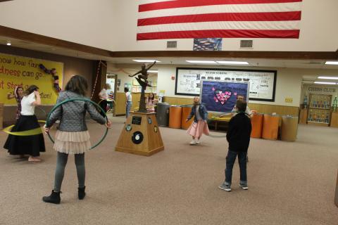 Students hula hooping
