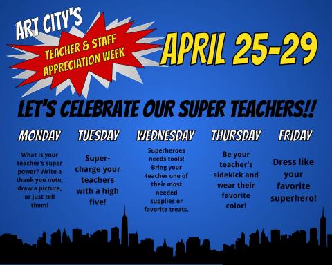 List of activities for Teacher Appreciation Week