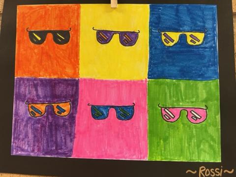 4th grade Pop Art six different colored sunglasses