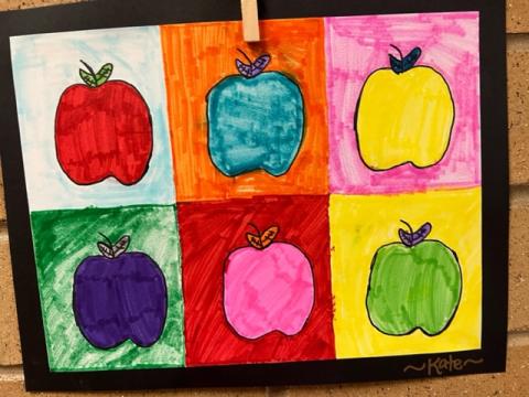 4th grade Pop Art six different colored apples