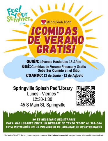 Free Summer Meals flyer in Spanish for the Springville area