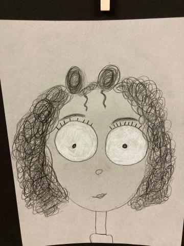 Tim Burton Style of Self Portraits of the fifth grade students
