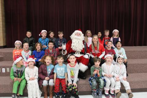 Santa with Mrs. Thompsons second grade class