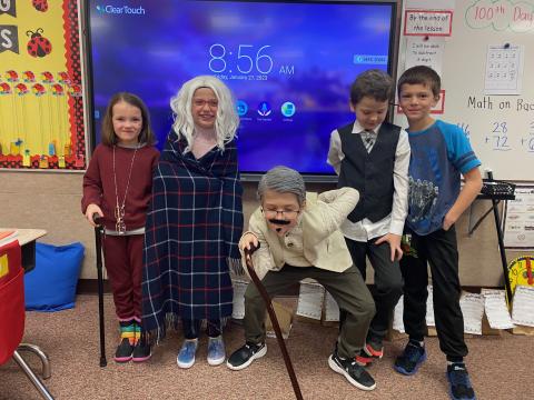 Second Grade students dressed as 100 year old selves