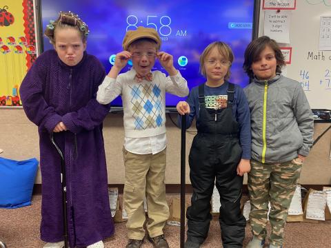 Second Grade students dressed as 100 year old selves