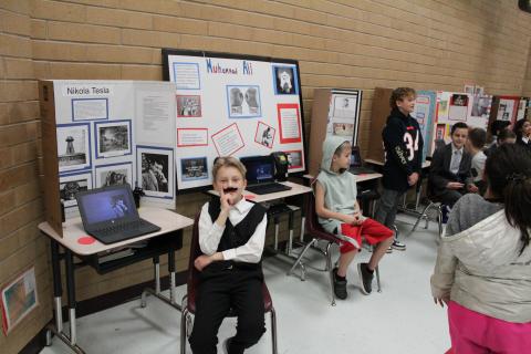 Students Dressed as characters in History; Nicola Tesla and Mohamad Ali 