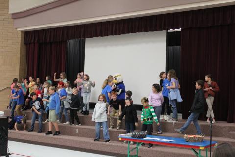 Students dancing before the Stand Strong assembly 