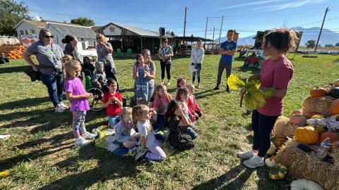 Kindergarten students learning about the farm 